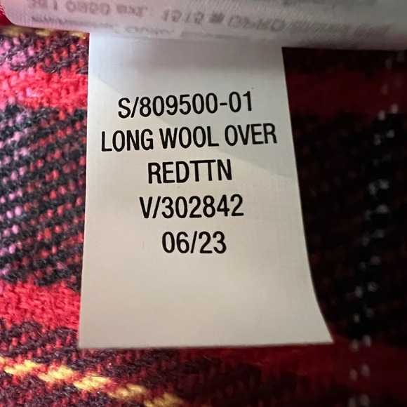 Old Navy Coat Size XL Red Pink Plaid Button Up Pockets Tartan Long Oversized - Picture 5 of 6